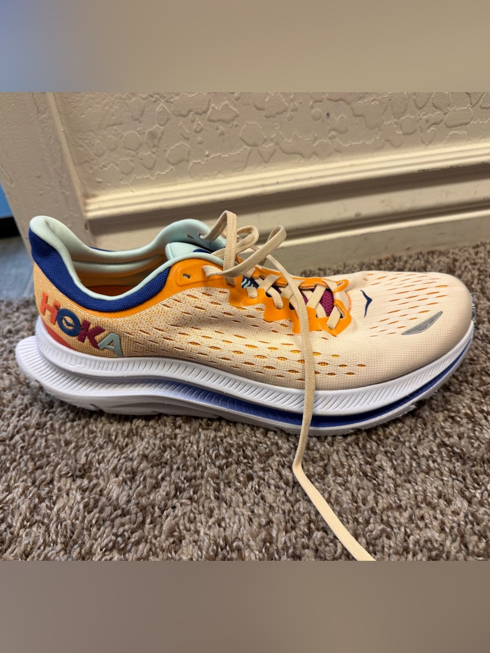 Hoka Women's Peach and Blue Athletic Running Shoes